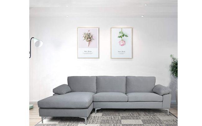 Knowlife L Shaped Sectional Sofa Modern Velvet