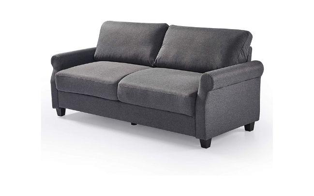 Zinus Josh Traditional Upholstered Tufted Sofa Couch in Dark Grey