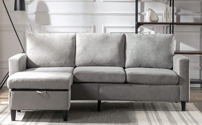 Merax Modern L-Shape Sectional Sofa with Moveable Ottomans Side Pocket
