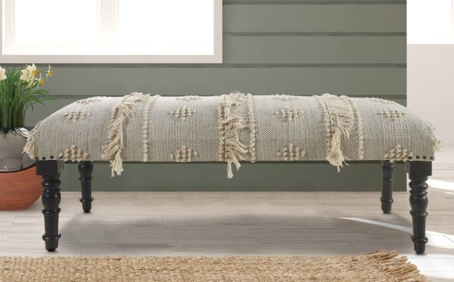 Traditional Farmhouse Over Tufted Indoor Bench