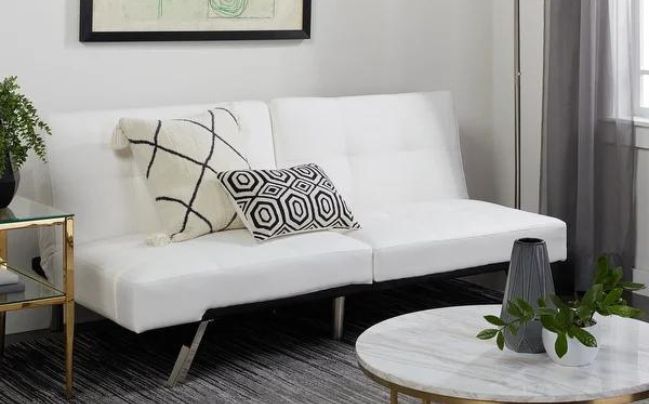 Abbyson Aspen Ivory Bonded Leather Foldable Futon Sleeper Sofa