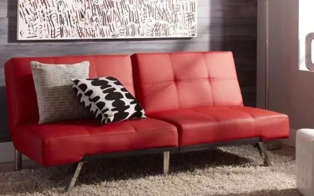 Abbyson Aspen Red Bonded Leather Foldable Futon Sleeper Sofa